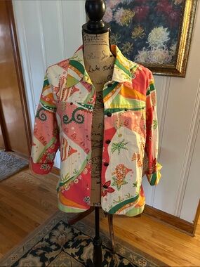 Kaktus Coral Multi Printed Jean Jacket